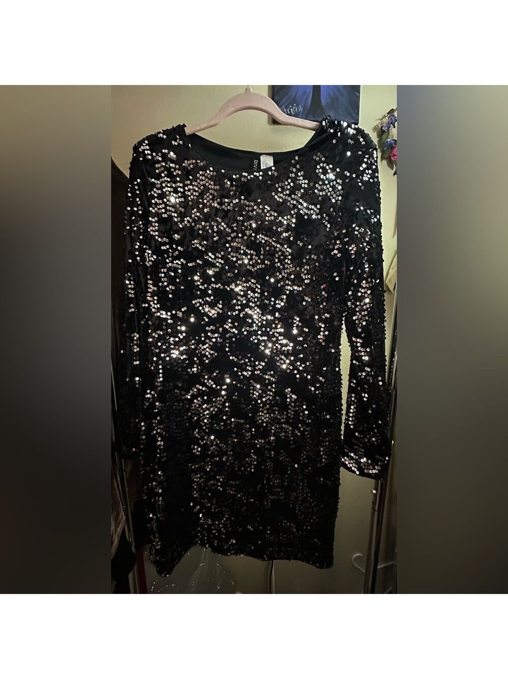 Divided Black Sequin Dress